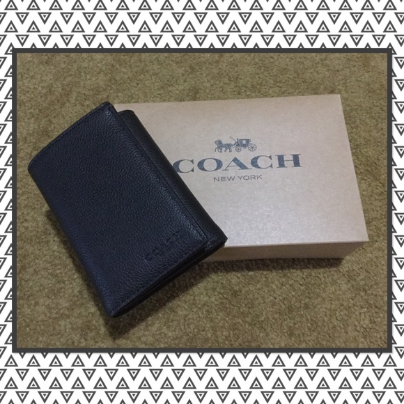 Authentic Coach men’s black trifold leather wallet - Picture 2 of 4